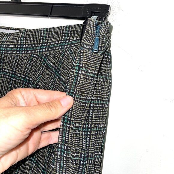 Grey Jason Wu Accordion Midi Skirt Womens Size 10 Lined Side Zipper Green Black - Picture 5 of 10